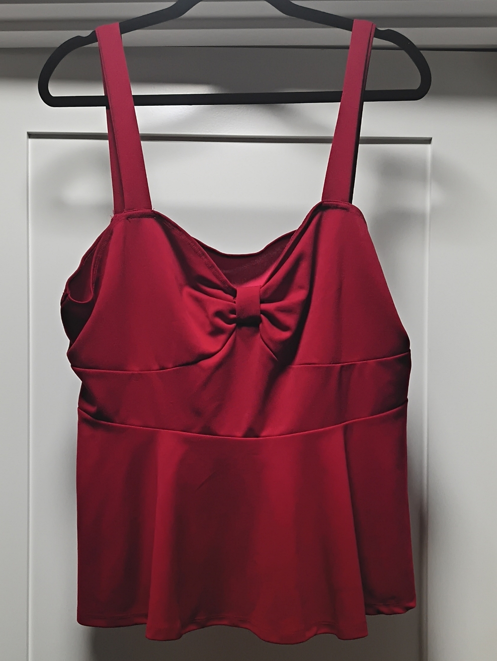 SHEIN Red Satin Bow-Front Bandeau Camisole
